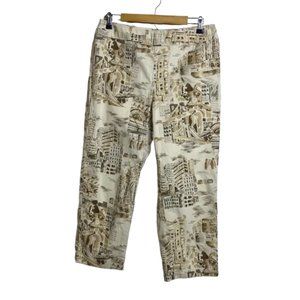 Rafaella Ivory Brown Old World City Italy France Printed Crop Pants Size…